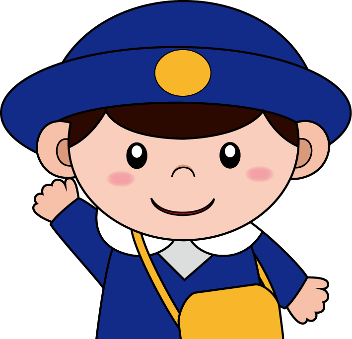 幼児2No13紺色の制服と黄色いカバンの幼稚園児の上半身（男の子）イラスト