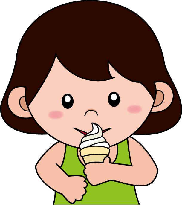 イラストポップの幼児教育素材 幼児2no23ソフトクリームを食べる女の子の無料イラスト