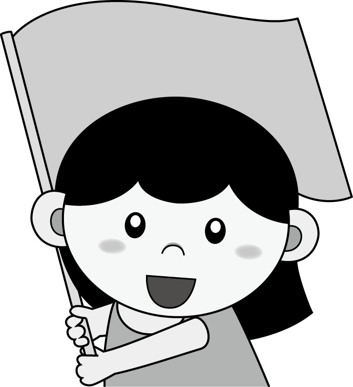幼児2No21旗を振る女の子イラスト