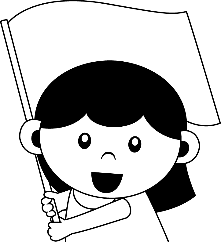 幼児2No21旗を振る女の子イラスト
