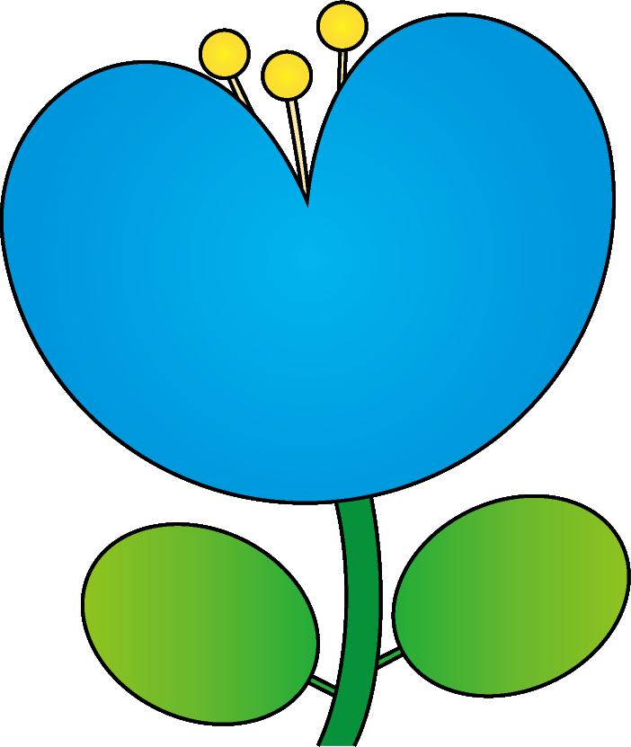 イラストポップの幼児教育素材｜ 花No19青いハート型の花の無料イラスト