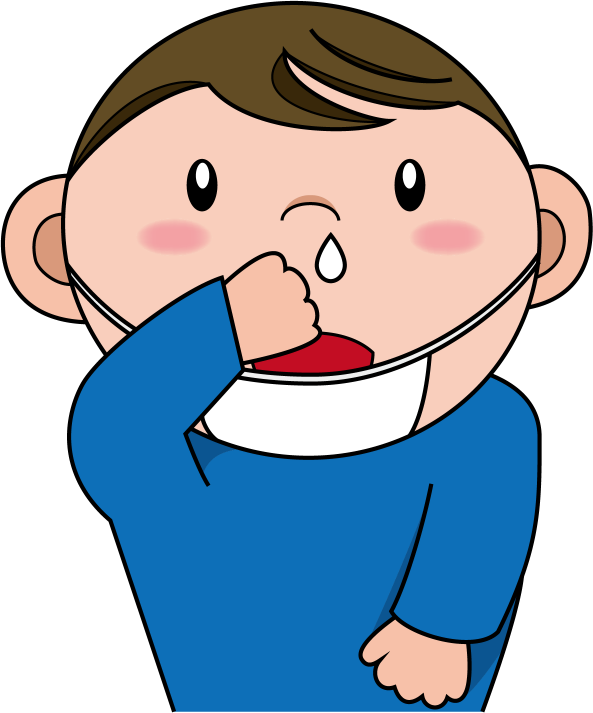 イラストポップの幼児教育素材 ３月no17花粉症で鼻水をたらす男の子の無料イラスト