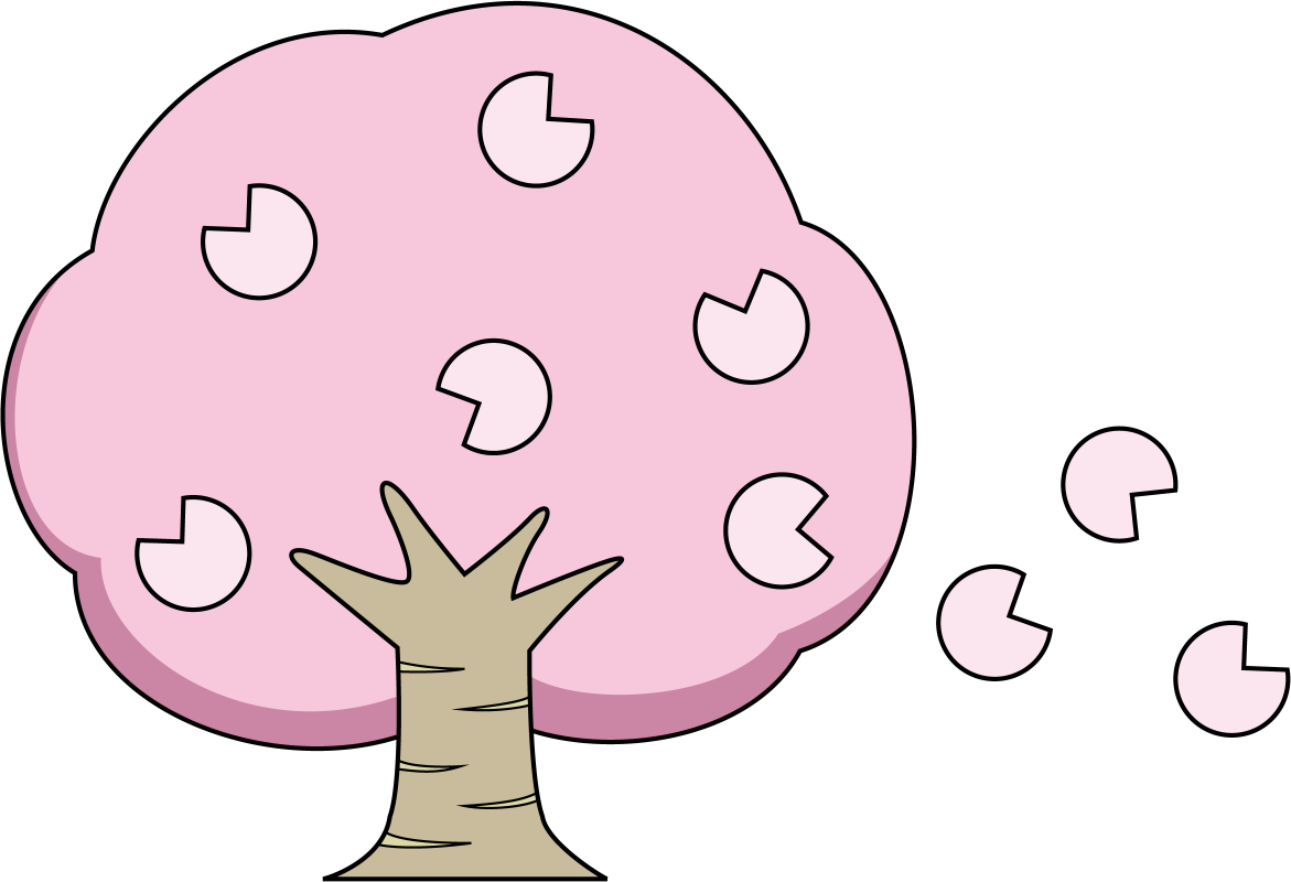 イラストポップの幼児教育素材 ４月no06花びらが舞う桜の木の無料イラスト