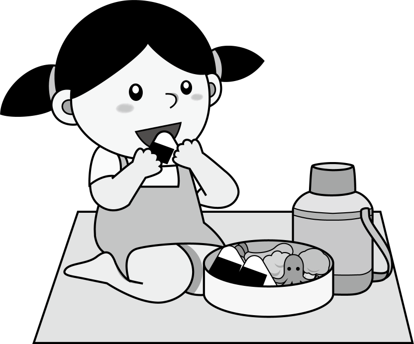 イラストポップの幼児教育素材 ５月no24お弁当をたべる女の子の無料イラスト