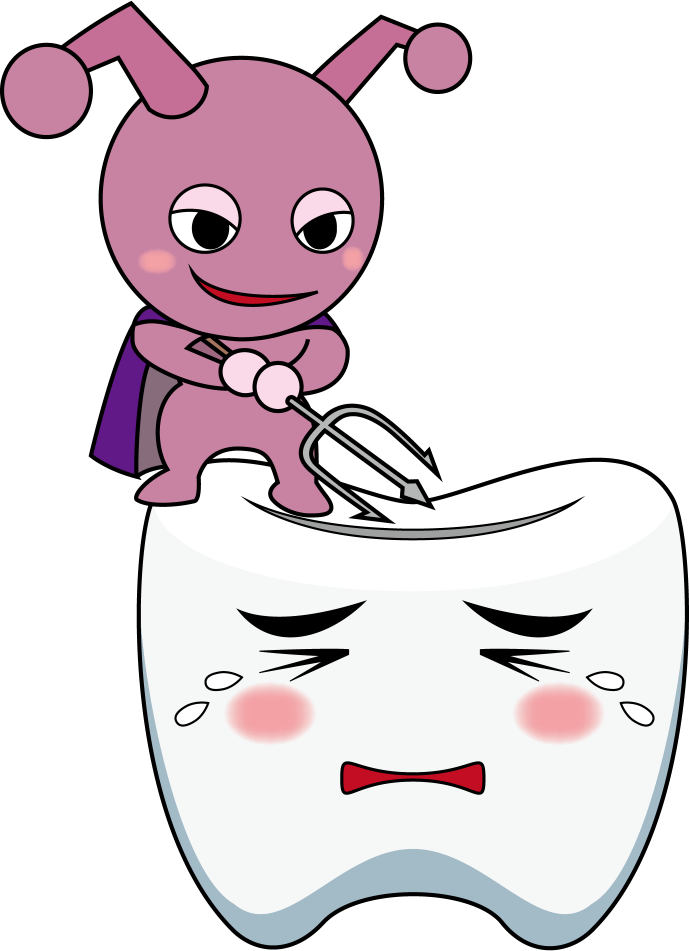 イラストポップの幼児教育素材 ６月no08歯を痛めつける虫歯ミュー