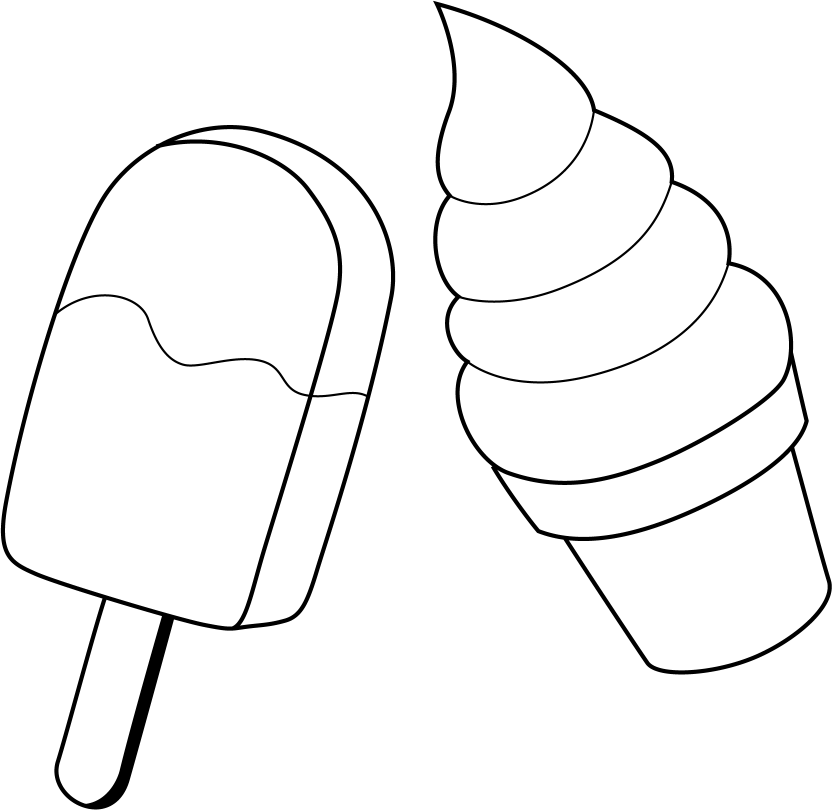 イラストポップの幼児教育素材 ７月no25アイスキャンディーとソフトクリームの無料イラスト