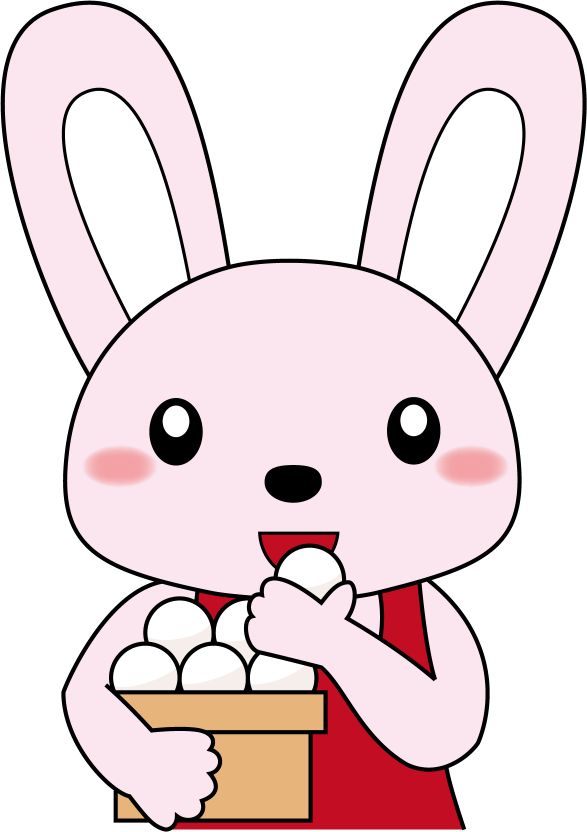 イラストポップの幼児教育素材 ９月no16月見団子を食べるウサギの無料イラスト