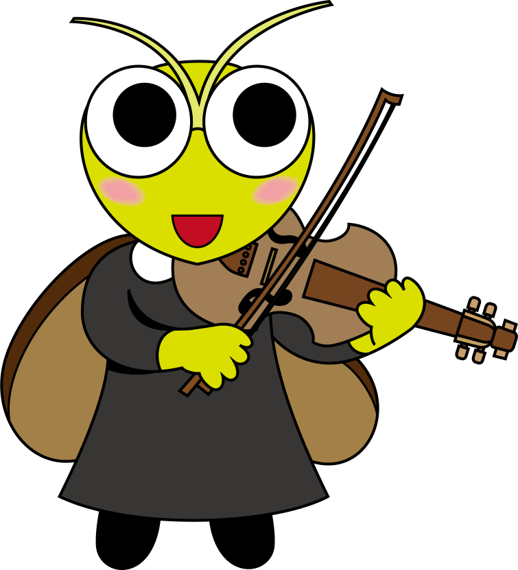 イラストポップの幼児教育素材 ９月no18バイオリンを弾く虫の無料イラスト
