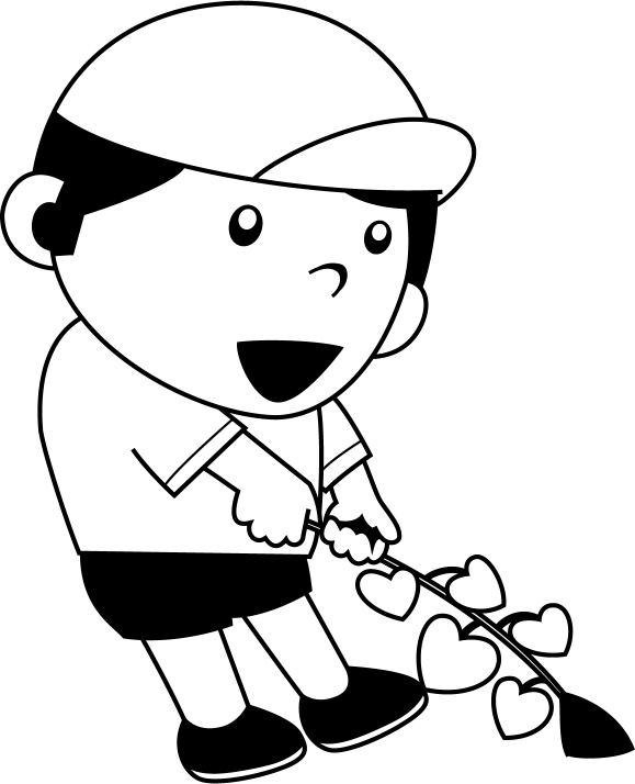 イラストポップの幼児教育素材 １１月no10サツマイモの蔓を引っ張る男の子の無料イラスト