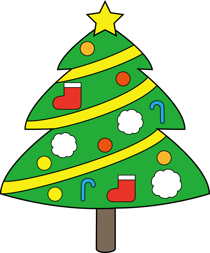 イラストポップの幼児教育素材 １２月no09クリスマスツリーの無料