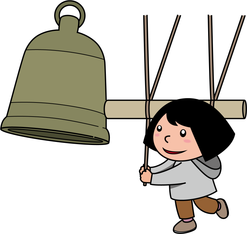 イラストポップの幼児教育素材 １２月no17除夜の鐘を鳴らす女の子の無料イラスト