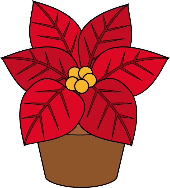 イラストポップの幼児教育素材 １２月no28鉢植えのポインセチアの無料イラスト