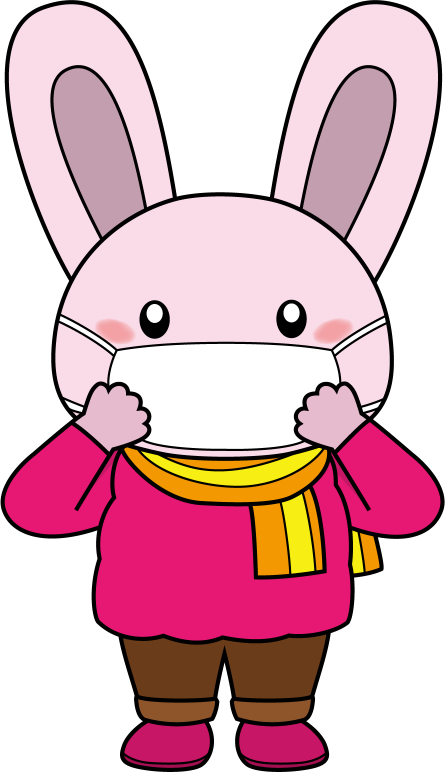 イラストポップの幼児教育素材 １２月no29風邪をひいてマスクをしたウサギの無料イラスト