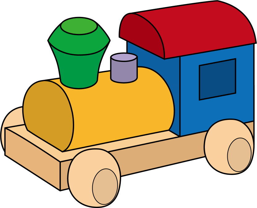 イラストポップの幼児教育素材 おもちゃno09積み木の汽車の無料イラスト