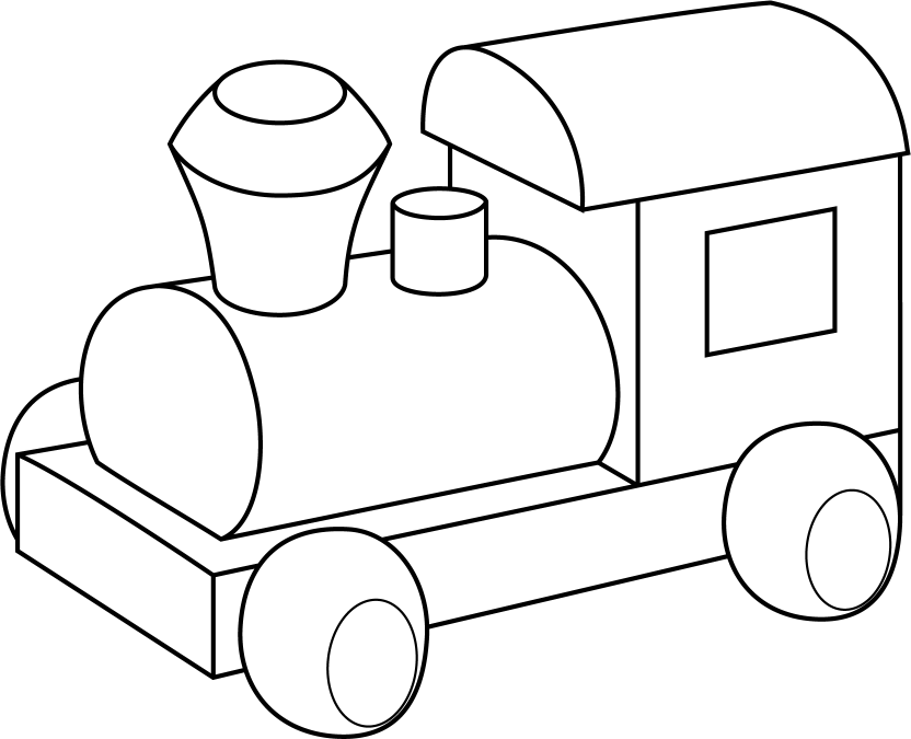 イラストポップの幼児教育素材 おもちゃno09積み木の汽車の無料イラスト