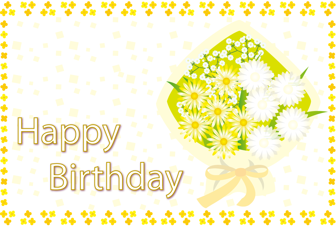 誕生日カード14 花の無料イラスト素材 イラストポップ