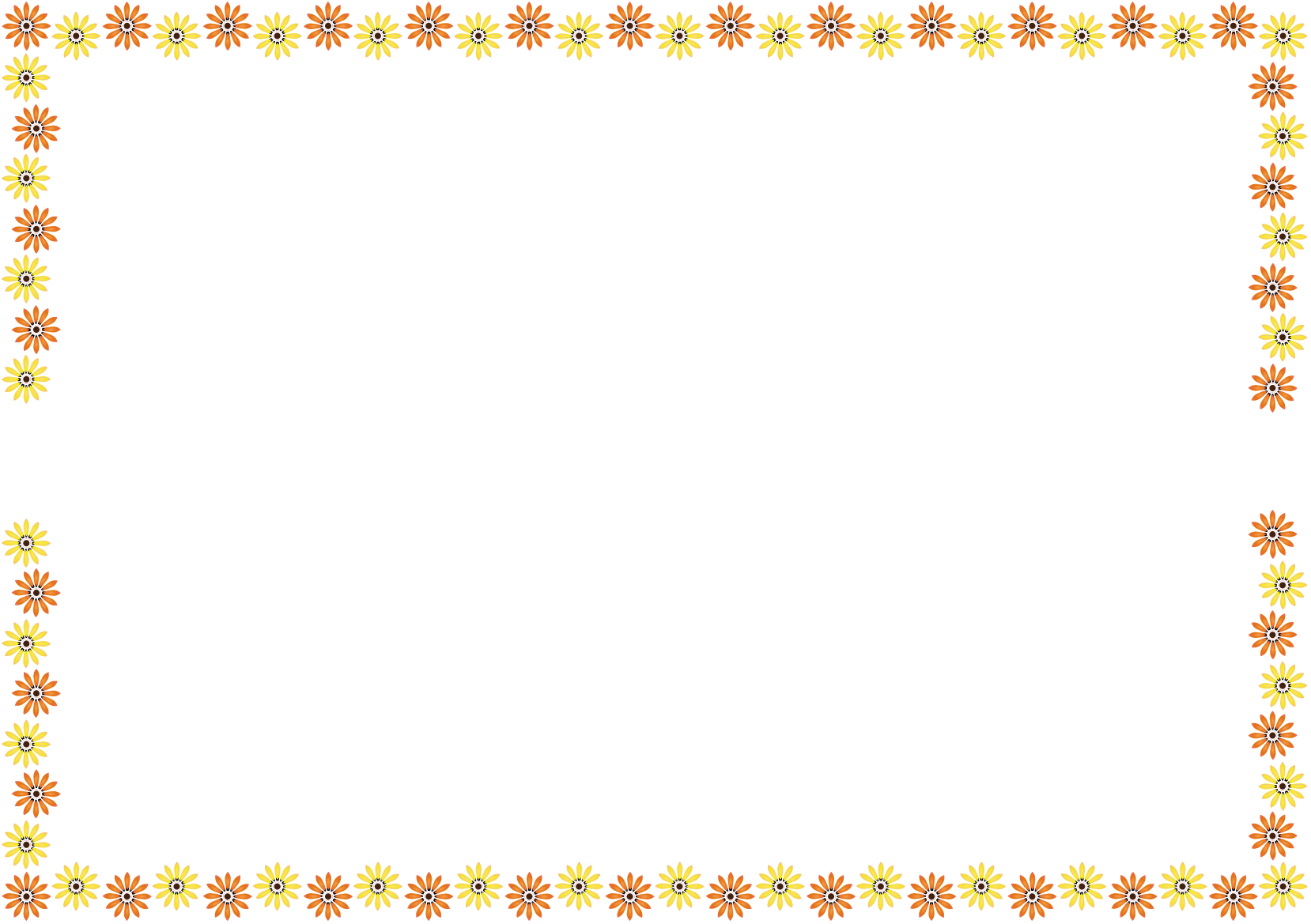 春の花の飾り枠02-ジャノメ菊イラスト
