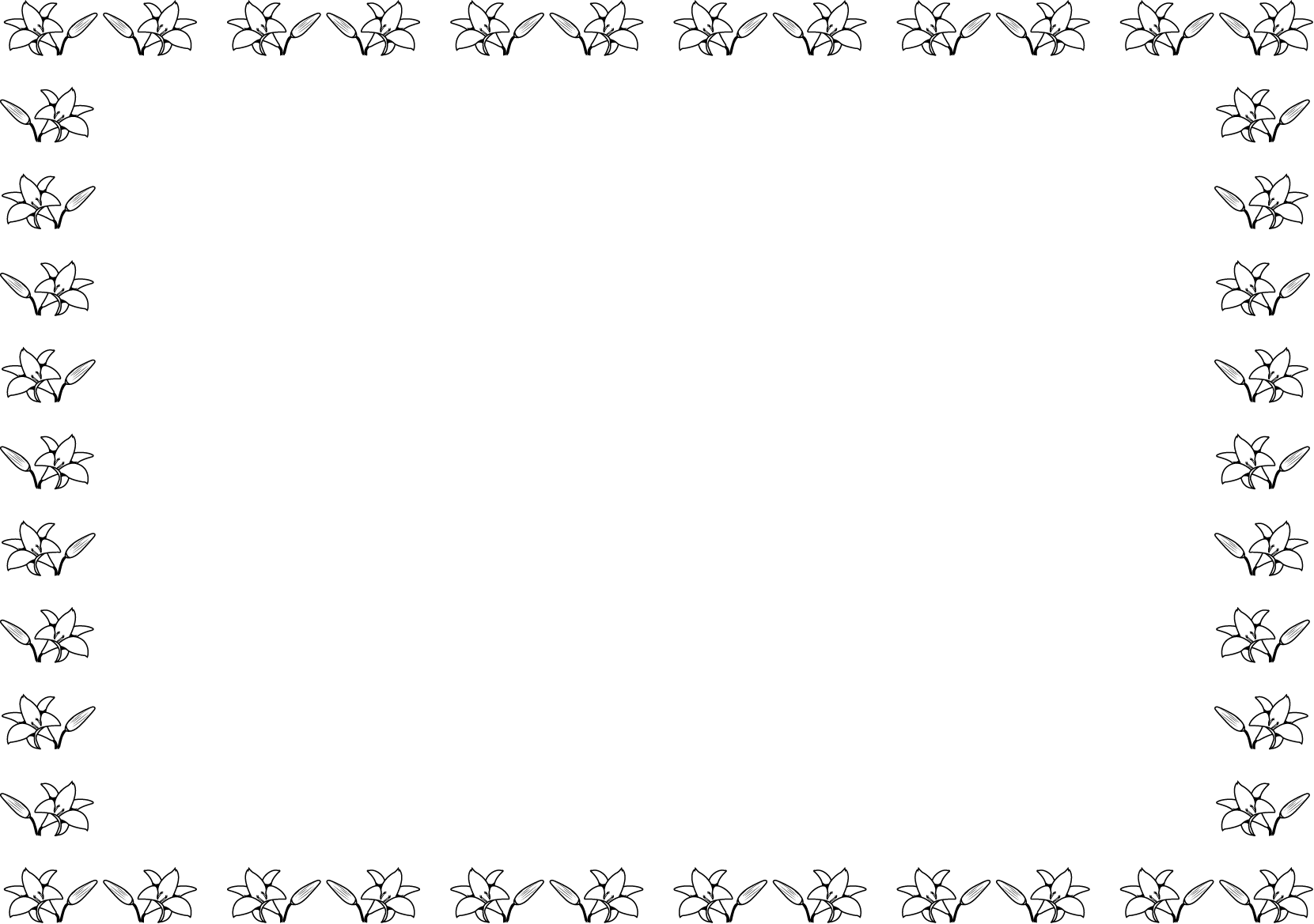 花の白黒イラスト 素材屋じゅんのモノクロ画像絵フリー無料素材