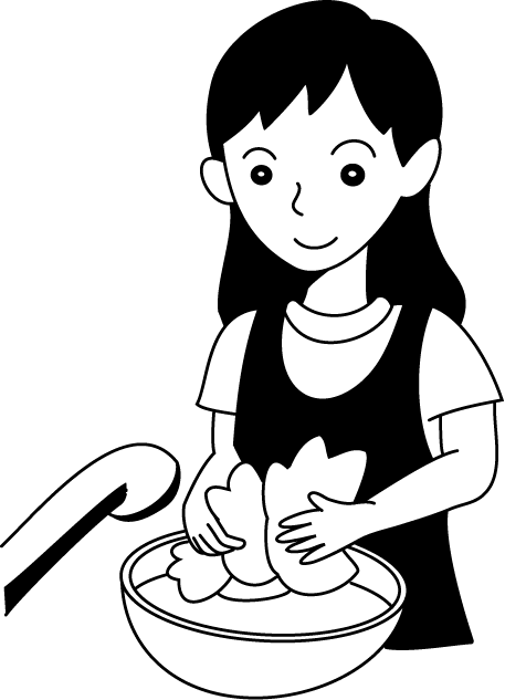調理03-野菜を洗う イラスト