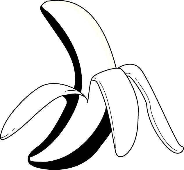 ユニーク白黒 バナナ イラスト フリー