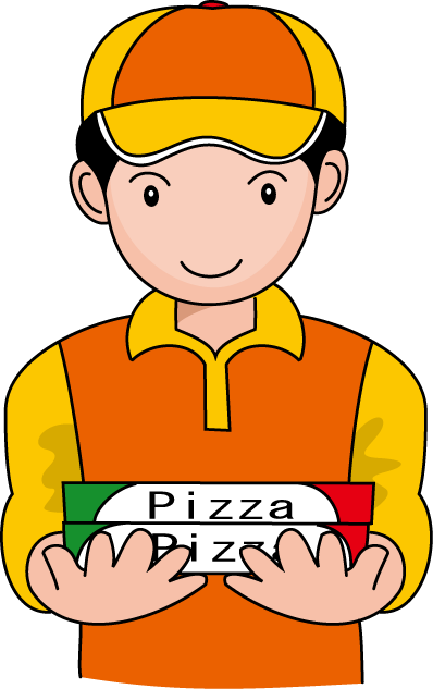 食で働く人14 宅配ピザ 食 料理 食材 の無料イラスト素材 イラストポップ