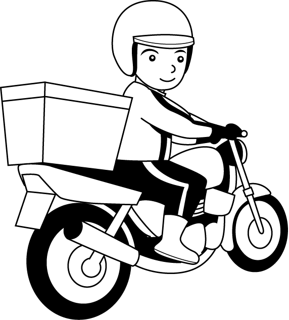 運送業18 バイク便 仕事の無料イラスト素材 イラストポップ