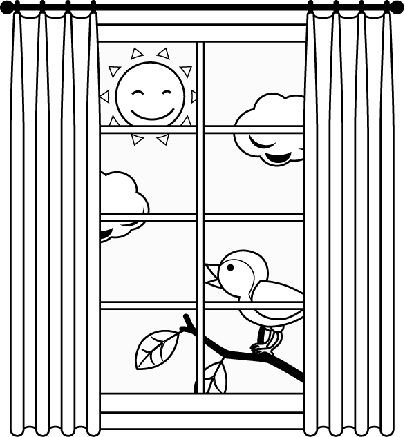 目覚め14-朝日と窓 イラスト