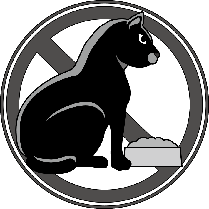 ペットマナーNo11禁止マークと猫と餌イラスト
