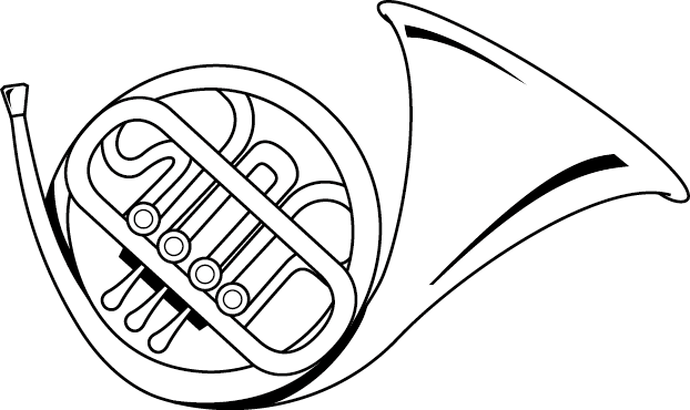 イラストポップの音楽画像素材 金管楽器no06ホルンの無料イラスト