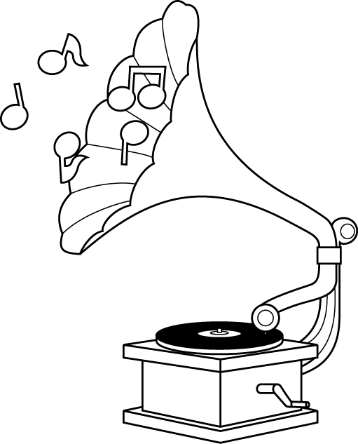 イラストポップの音楽画像素材 音響機器no04蓄音機の無料イラスト