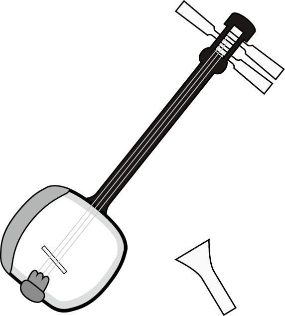 イラストポップの音楽画像素材 弦楽器b No17三味線の無料イラスト