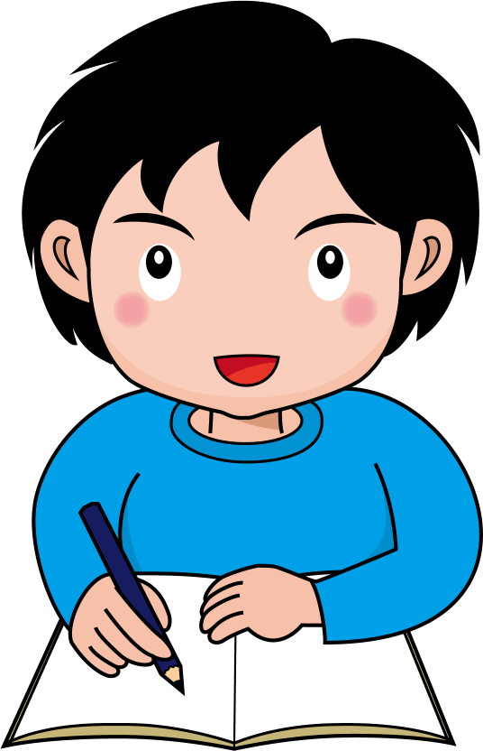 イラストポップ 学校のイラスト 放課後no04家庭学習でノートに書いている男の子の無料素材