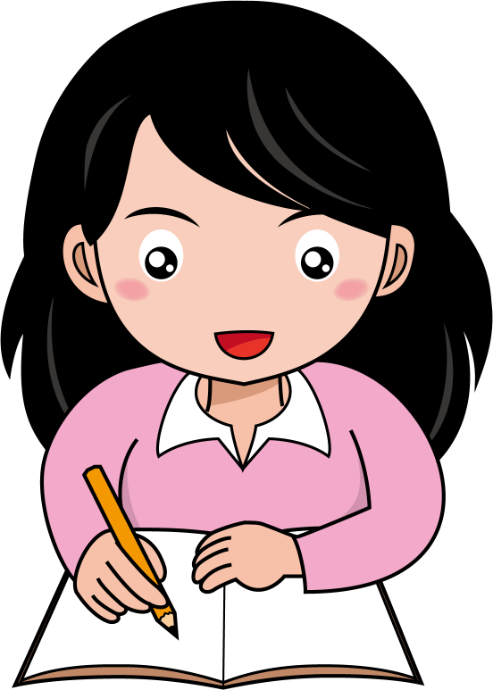 イラストポップ 学校のイラスト 放課後no05家庭学習でノートに書いている女の子の無料素材