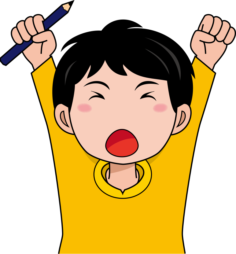 イラストポップ 学校のイラスト 放課後no09鉛筆を持ってあくびをする男の子の無料素材