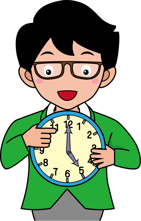 イラストポップ 学校のイラスト 算数no27時計の見方を教える先生の無料素材