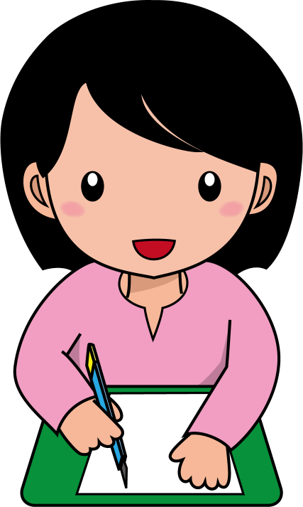 イラストポップ 学校のイラスト 図工no16カッターナイフで紙を切る女の子の無料素材