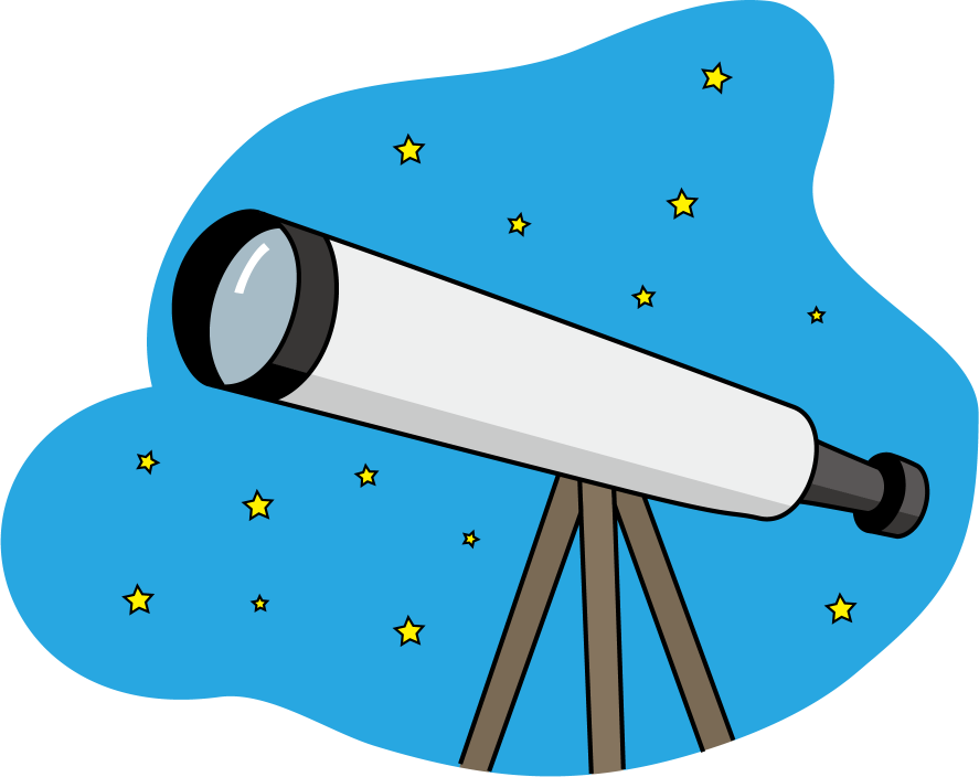 野外宿泊活動No28星空と天体望遠鏡で表した星空観察イラスト