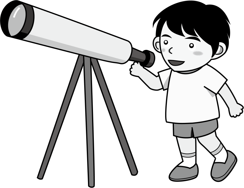 イラストポップ 学校のイラスト 野外宿泊活動no27天体望遠鏡で星空を見る男の子の無料素材