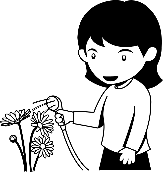 イラストポップ 学校のイラスト 委員会no18花に水をあげている女の子の無料素材