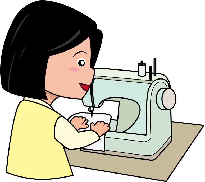 家庭科No12ミシンで縫いものをする女の子イラスト