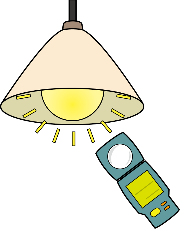 イラストポップ 学校のイラスト 家庭科no28電灯の明るさを照度計で調べる学習の無料素材