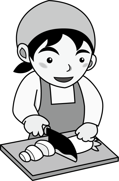 家庭科No01調理実習で野菜を切る男の子イラスト