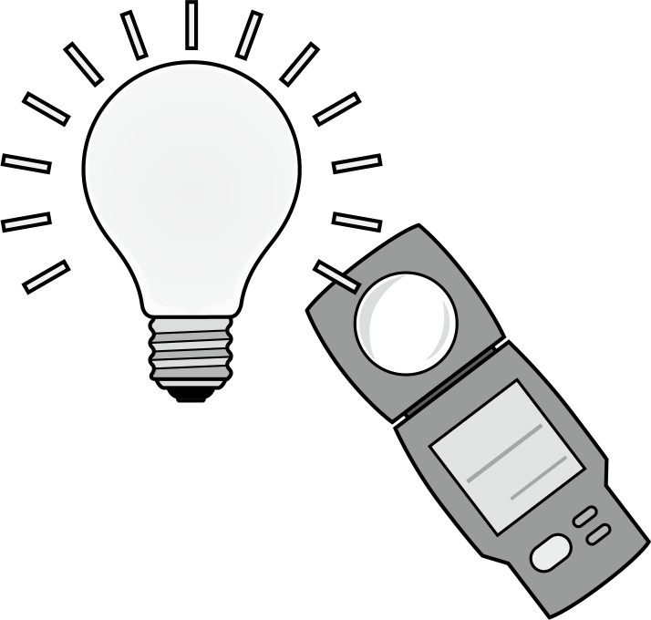 家庭科No27電球の明るさを照度計を使って調べる学習イラスト