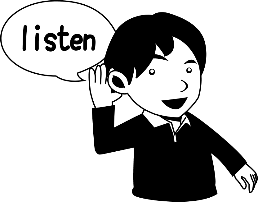 イラストポップ 学校のイラスト 英語no02耳に手を当て聞き取ろうとする男の子の無料素材