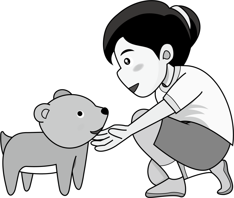 道徳No16犬に手を伸ばす女の子で表現した動物愛護イラスト