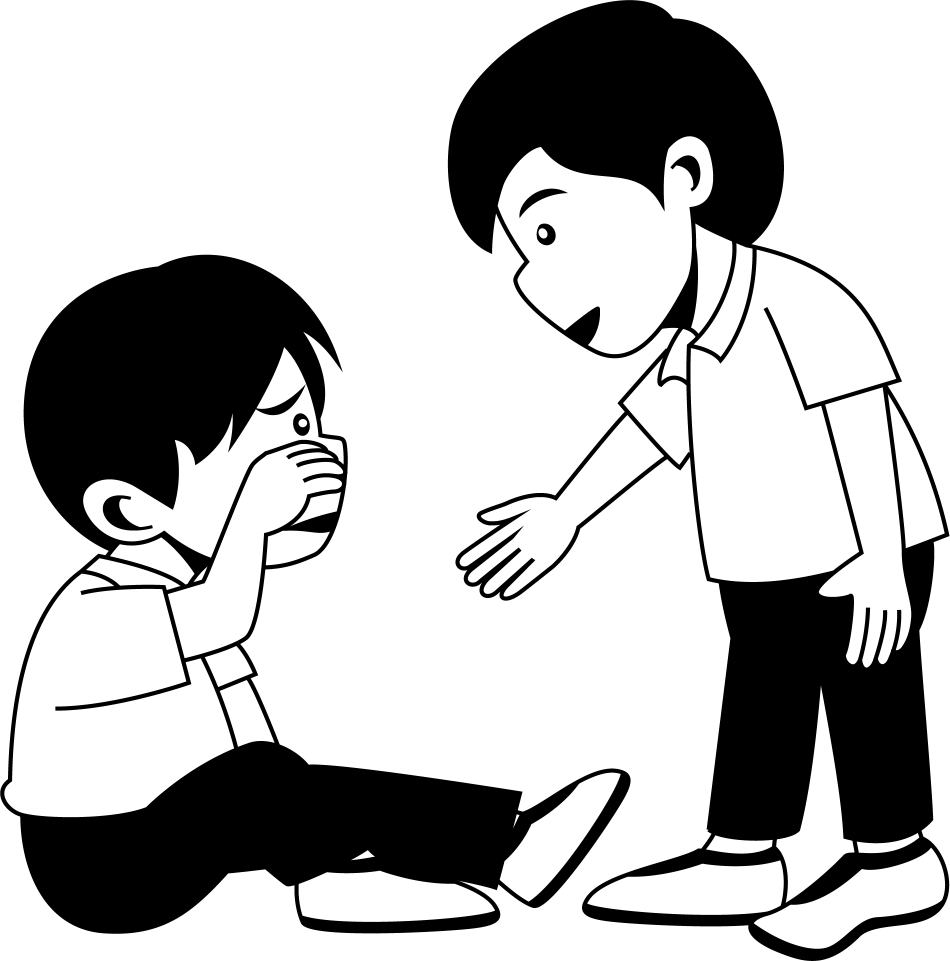 イラストポップ 学校のイラスト 道徳no19泣いている友達に手を差し出して手助けする男の子の無料素材