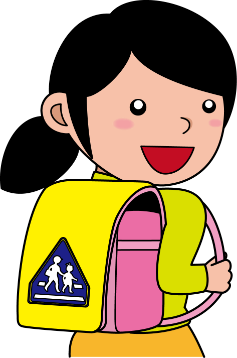 入学式No22交通安全カバーを付けたランドセルを背負う女の子イラスト