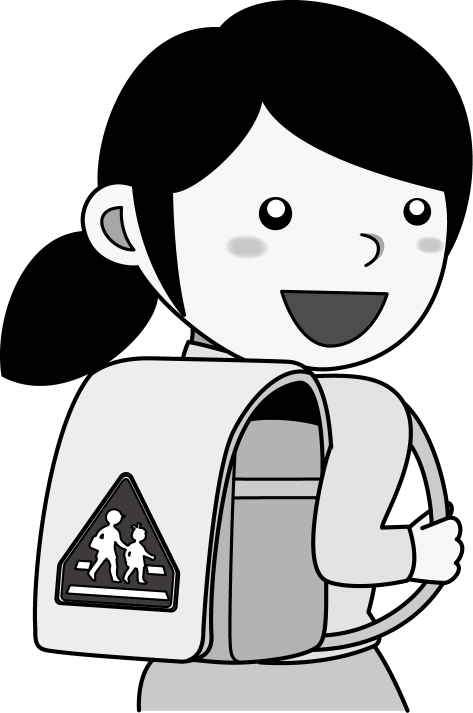 イラストポップ 学校のイラスト 入学式no22交通安全カバーを付けたランドセルを背負う女の子の無料素材