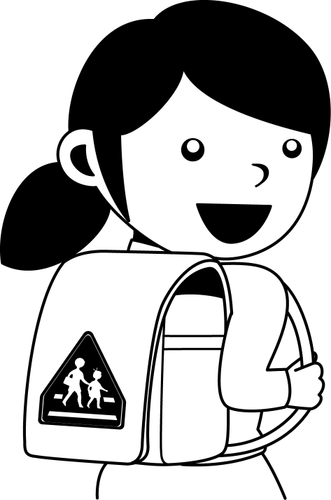 入学式No22交通安全カバーを付けたランドセルを背負う女の子イラスト