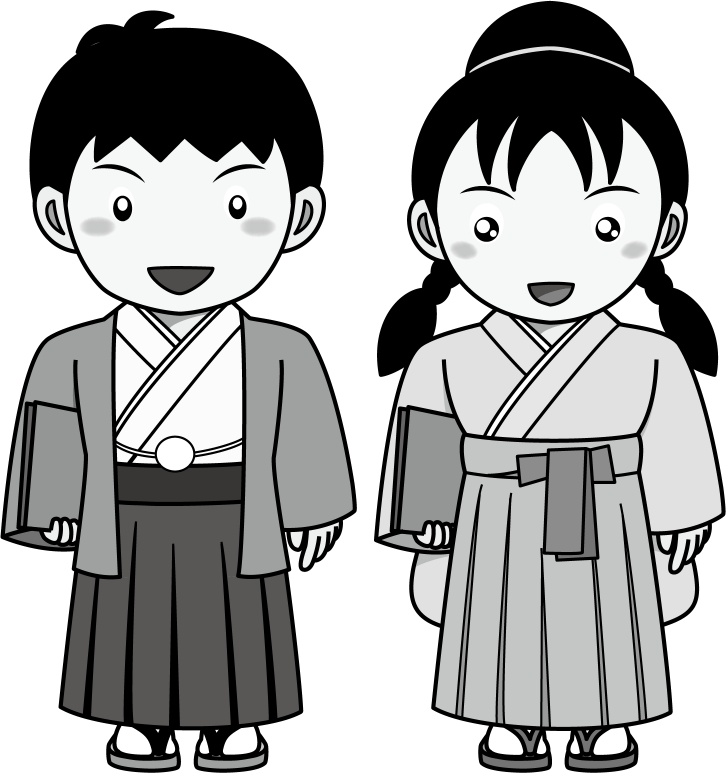 イラストポップ 学校のイラスト 卒業式no03袴姿の男の子と女の子の無料素材